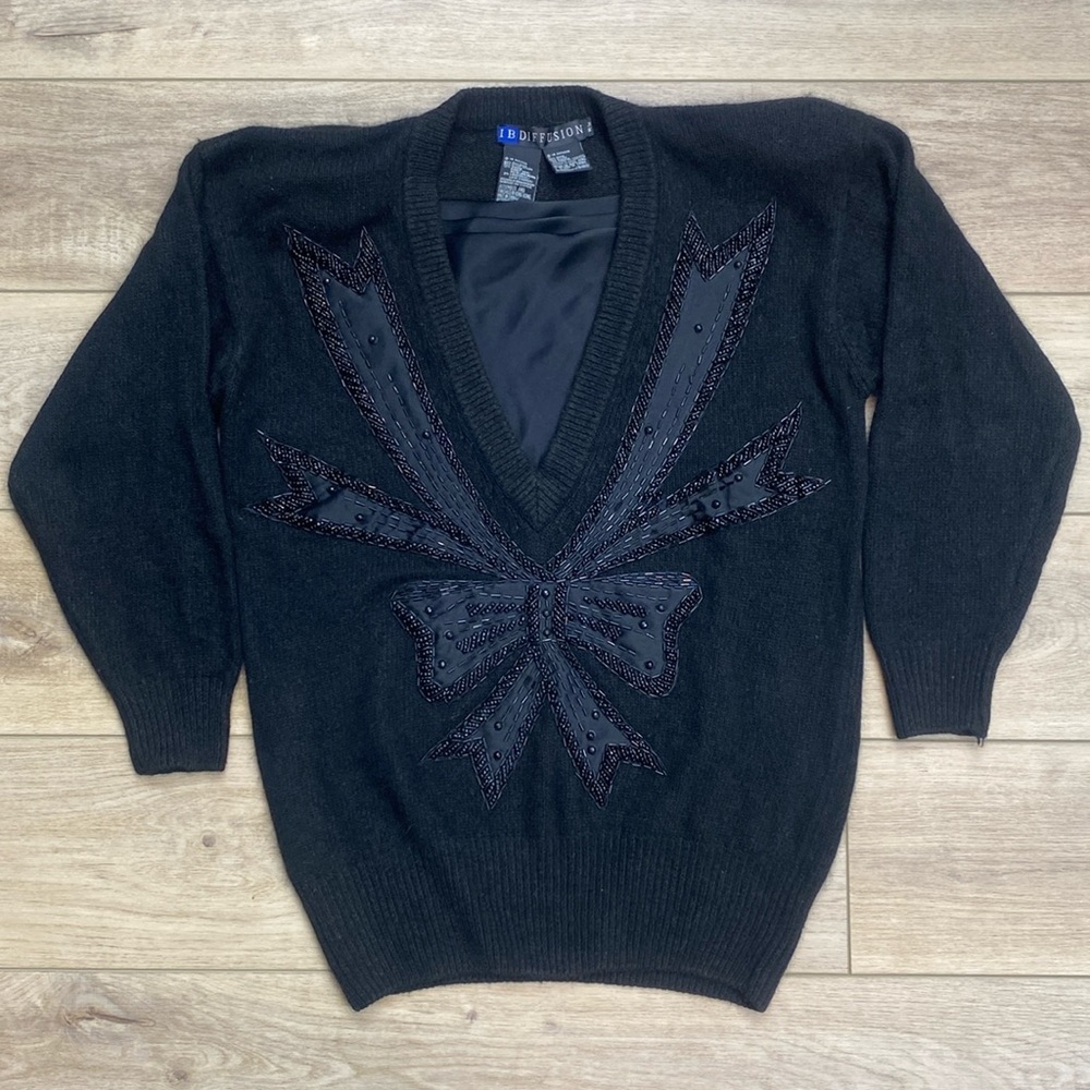 Vintage  I.B. Diffusion Beaded Silk Angora Sweater 80’s 90’s